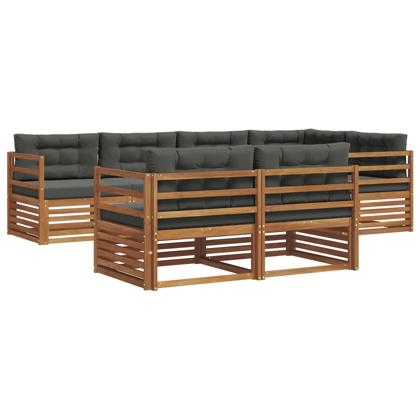 Set di divani da esterno con cuscino 7 pcs Naturale e Antracite | homemem39