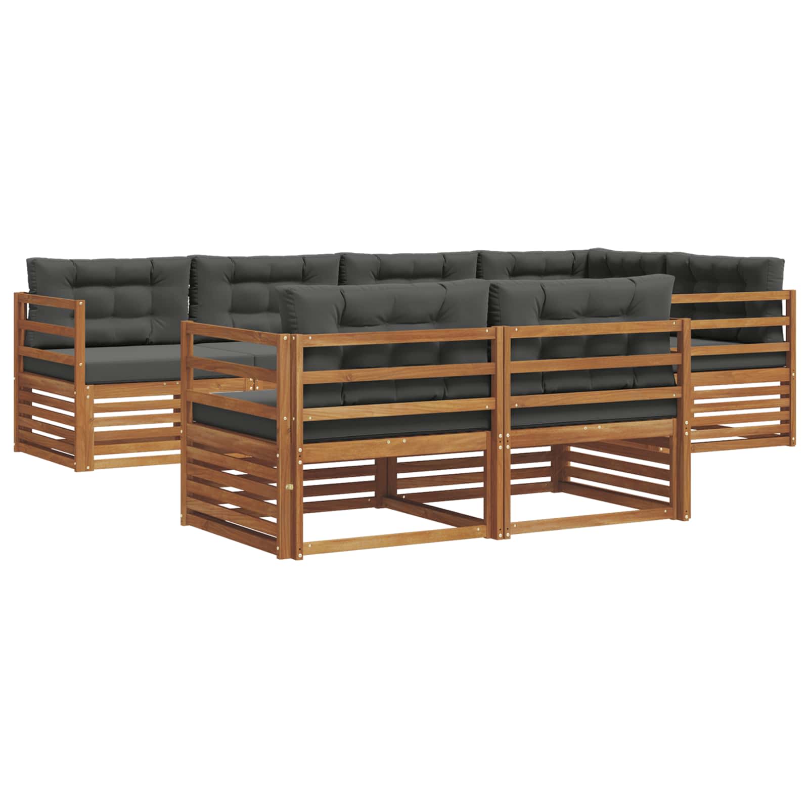 Set di divani da esterno con cuscino 7 pcs Naturale e Antracite | homemem39