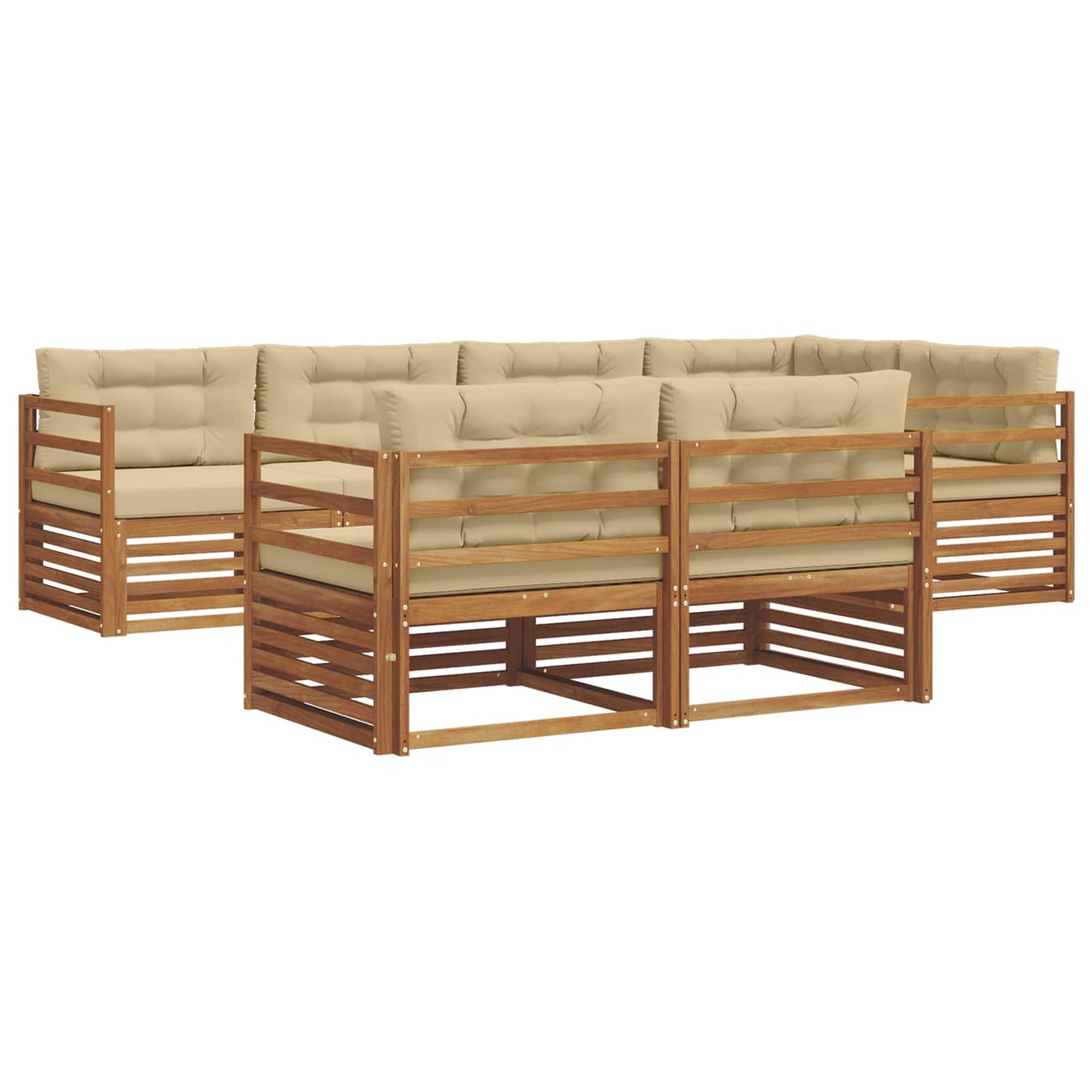 Set di divani da esterno con cuscino 7 pcs Naturale e Beige