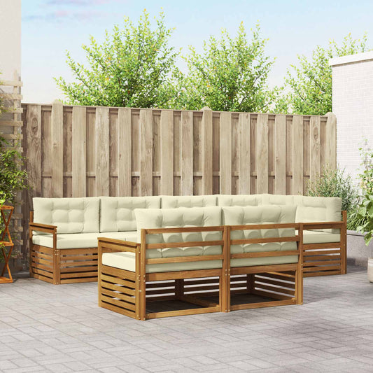 Set di divani da esterno con cuscino 7 pcs Naturale e Crema