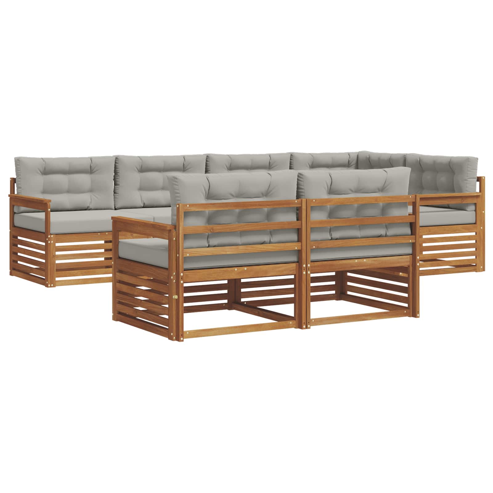 Set di divani da esterno 7 pcs Grigio Naturale e Chiaro | homemem39