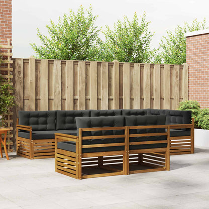 Set di divani da esterno con cuscino 7 pcs Naturale e Antracite