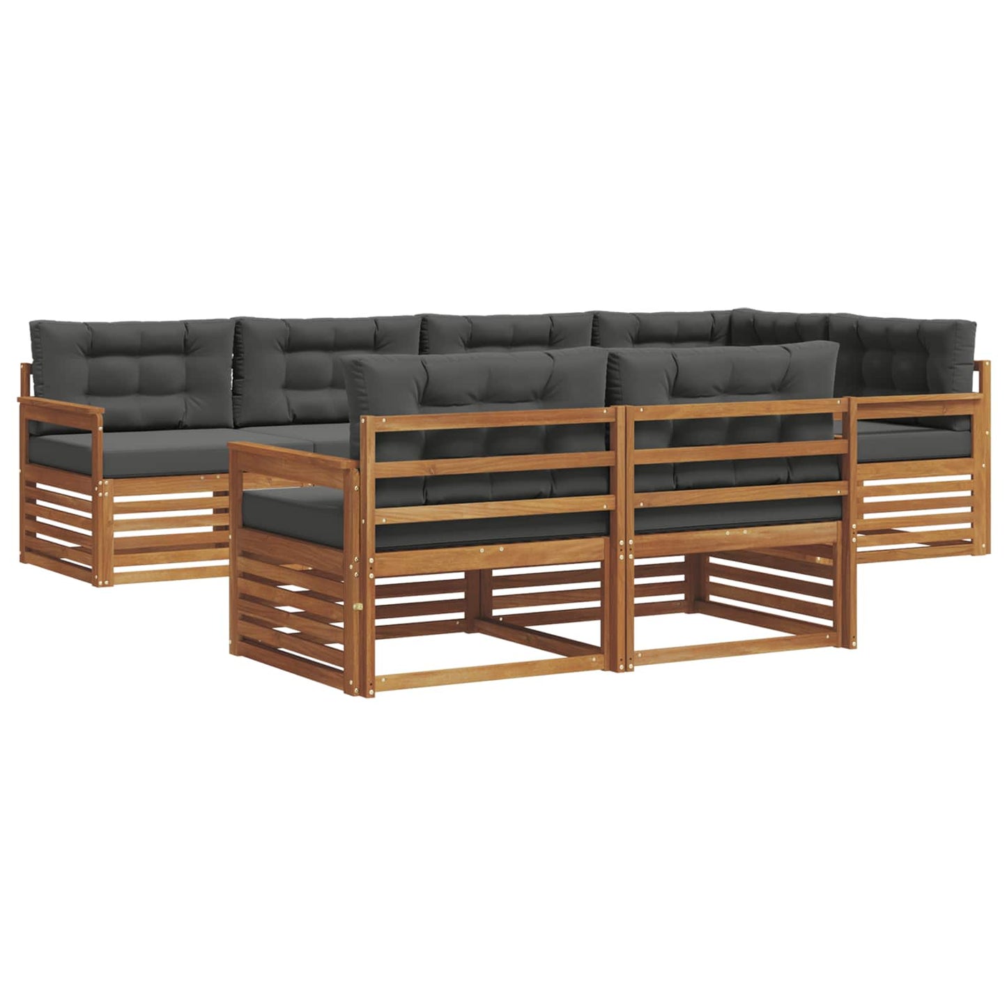 Set di divani da esterno con cuscino 7 pcs Naturale e Antracite