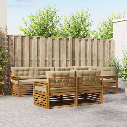 Set di divani da esterno con cuscino 7 pcs Naturale e Beige