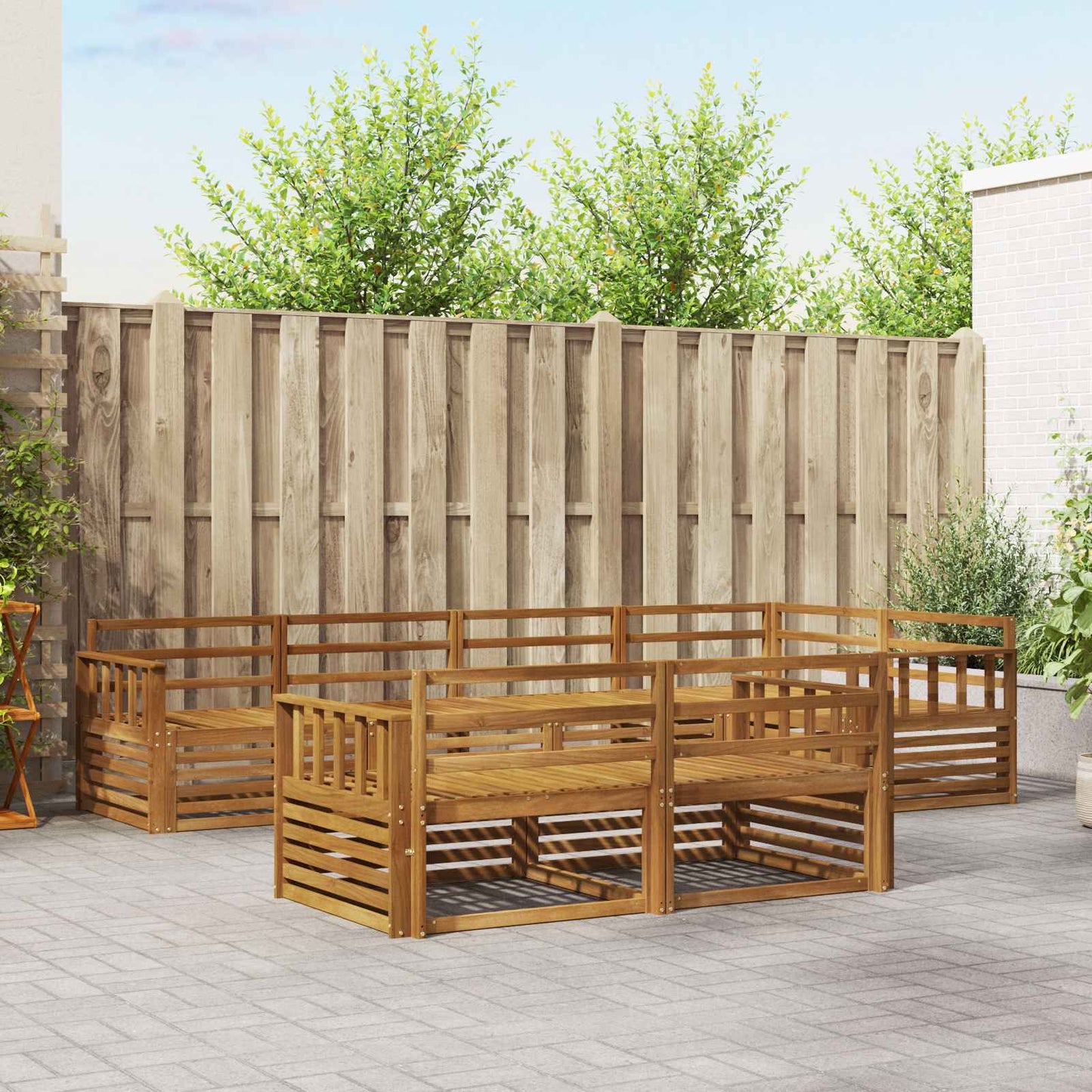 Set di divani da esterno 7 pcs Naturale