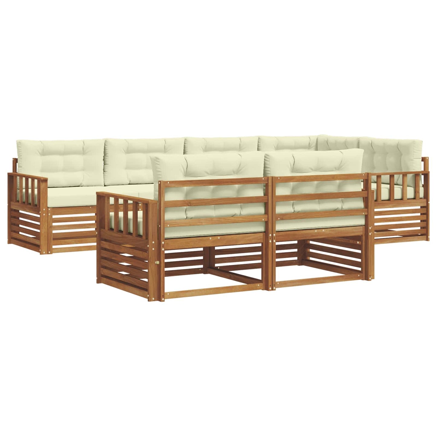 Set di divani da esterno con cuscino 7 pcs Naturale e Crema | homemem39
