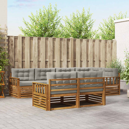 Set di divani da esterno 7 pcs Grigio Naturale e Chiaro
