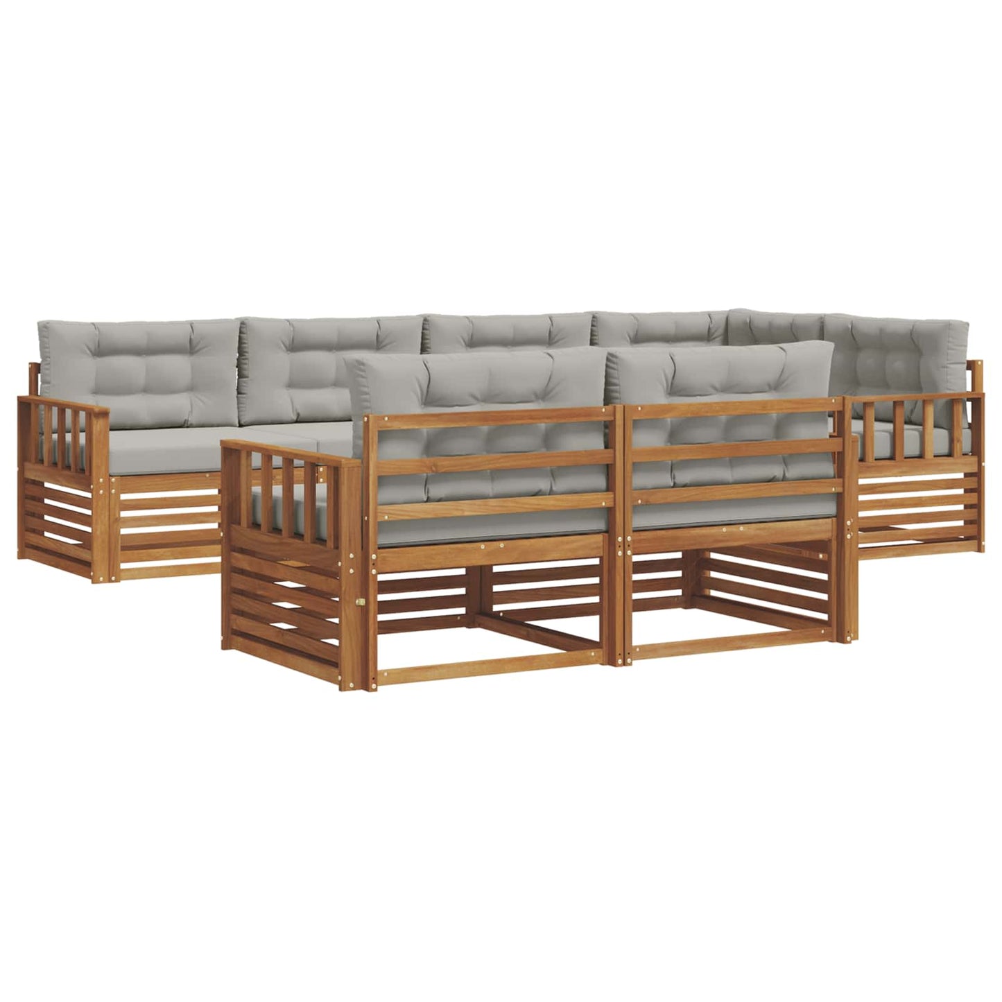 Set di divani da esterno 7 pcs Grigio Naturale e Chiaro | homemem39