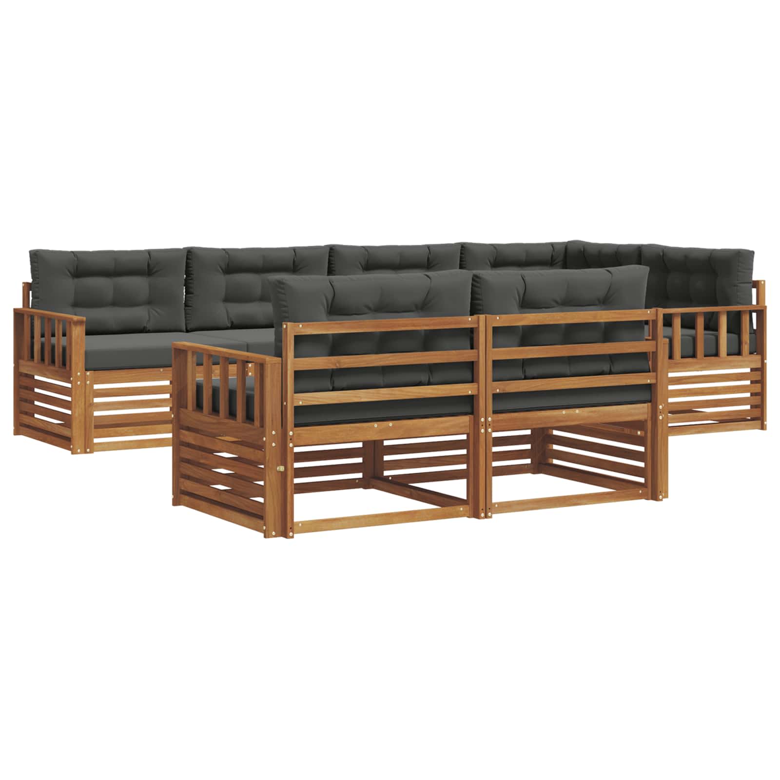 Set di divani da esterno con cuscino 7 pcs Naturale e Antracite | homemem39