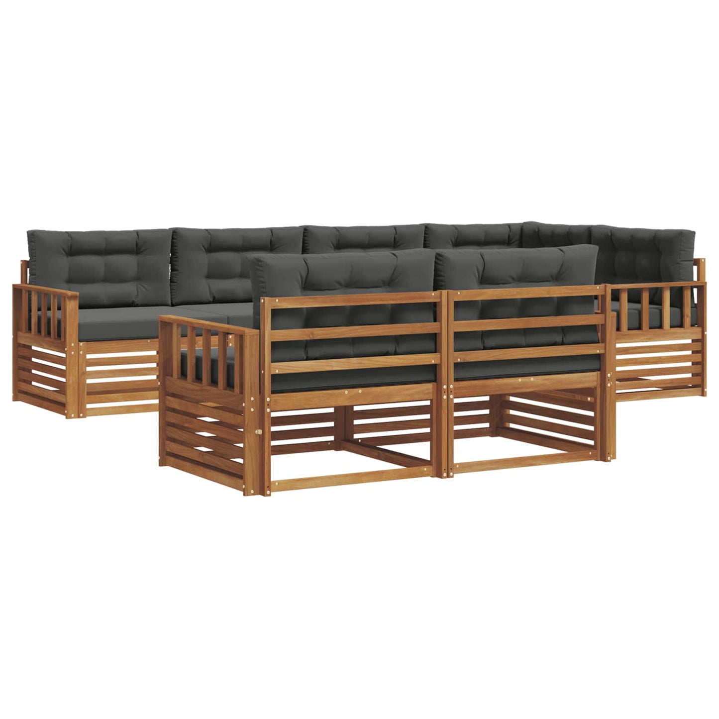 Set di divani da esterno con cuscino 7 pcs Naturale e Antracite