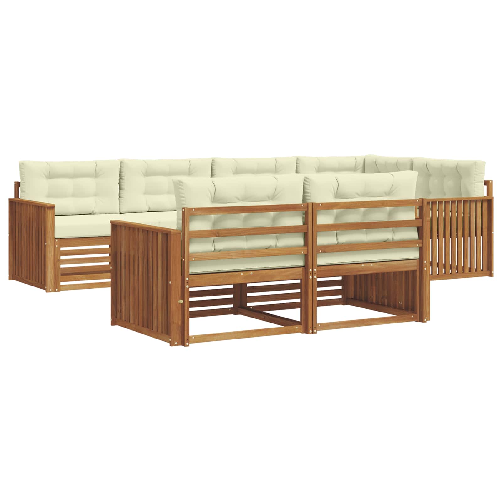 Set di divani da esterno con cuscino 7 pcs Naturale e Crema | homemem39