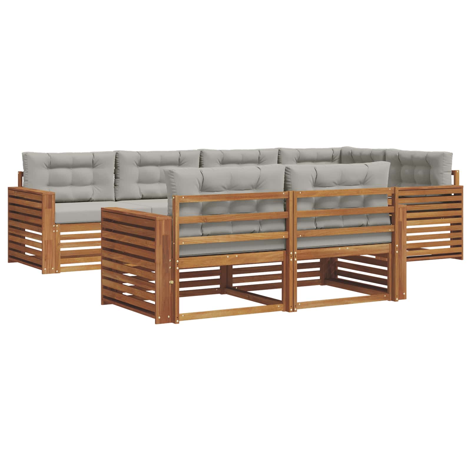 Set di divani da esterno 7 pcs Grigio Naturale e Chiaro | homemem39
