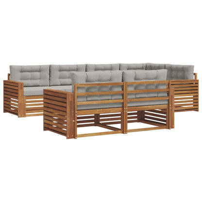 Set di divani da esterno 7 pcs Grigio Naturale e Chiaro | homemem39