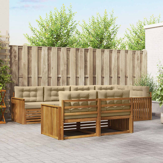 Set di divani da esterno con cuscino 7 pcs Naturale e Beige | homemem39