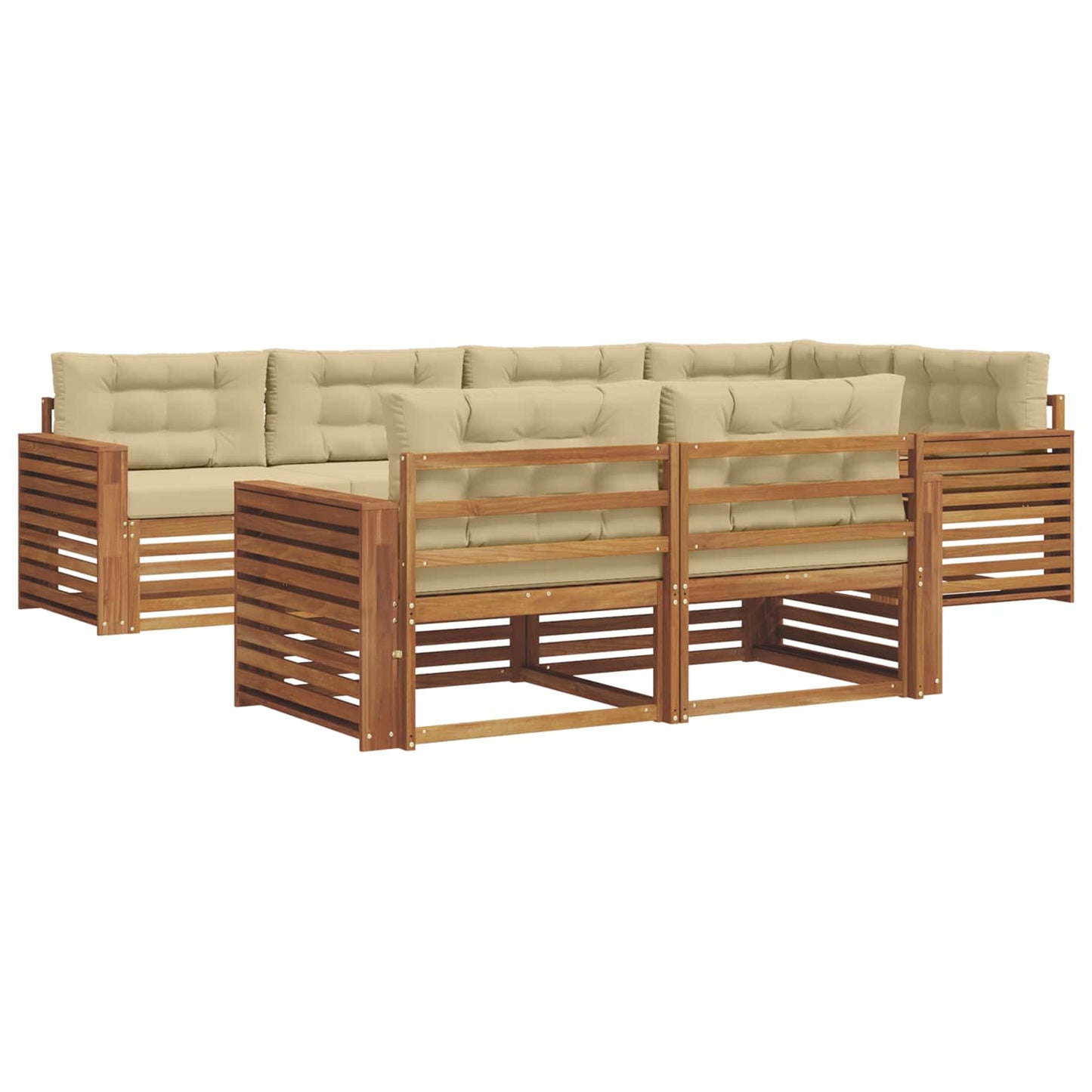 Set di divani da esterno con cuscino 7 pcs Naturale e Beige | homemem39
