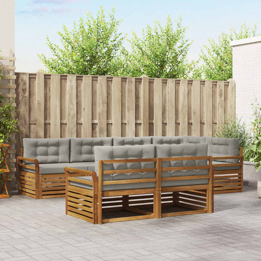 Set di divani da esterno 7 pcs Grigio Naturale e Chiaro | homemem39