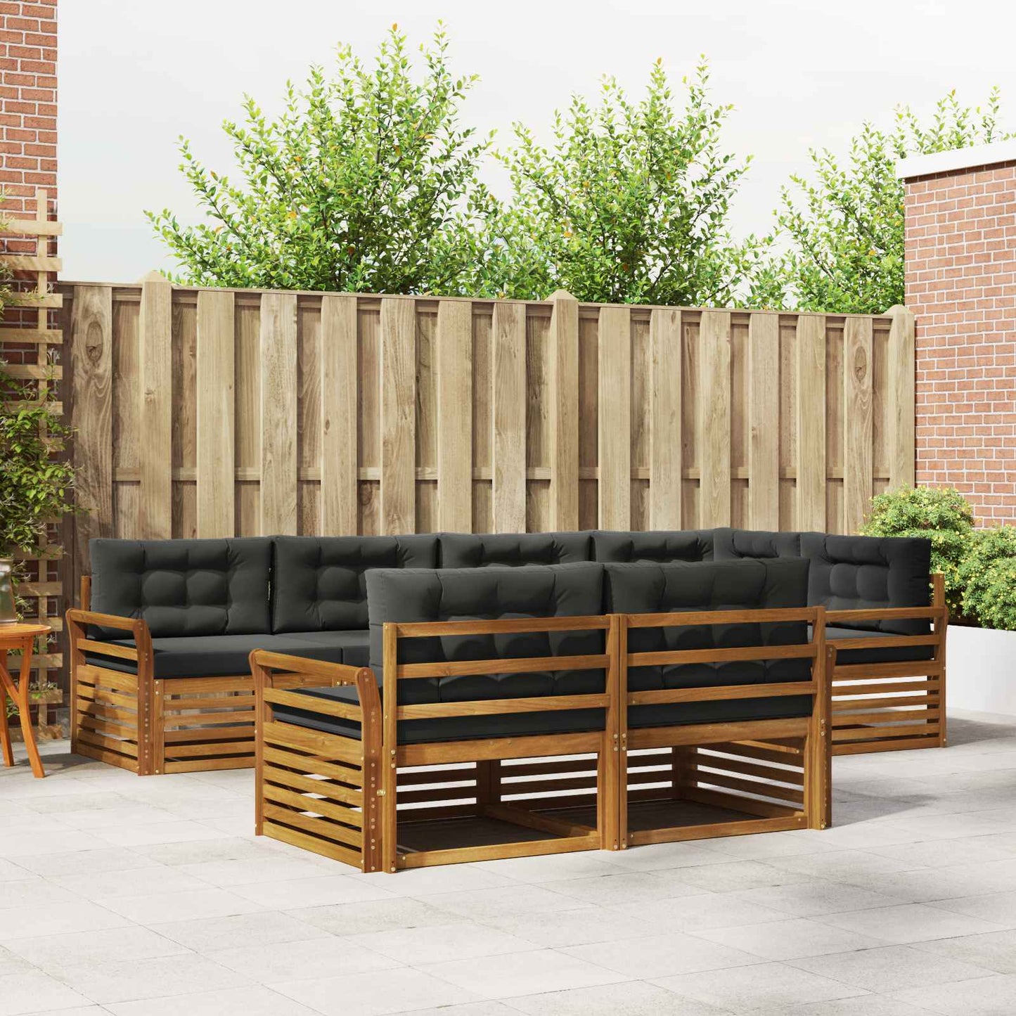 Set di divani da esterno con cuscino 7 pcs Naturale e Antracite