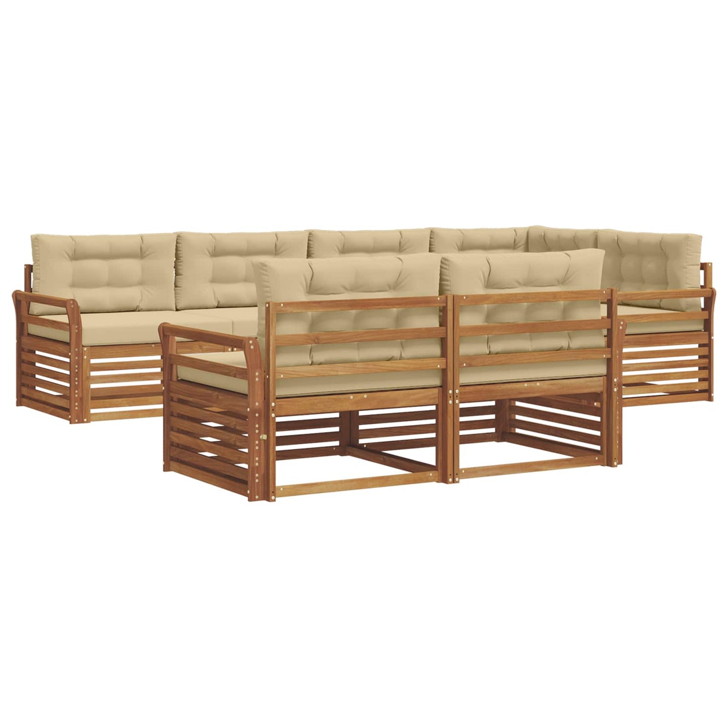 Set di divani da esterno con cuscino 7 pcs Naturale e Beige