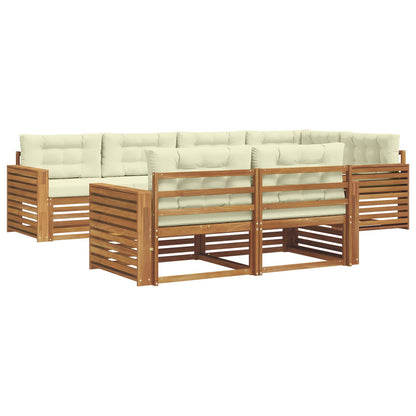 Set di divani da esterno con cuscino 7 pcs Naturale e Crema