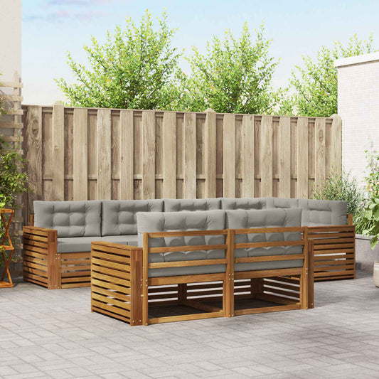 Set di divani da esterno 7 pcs Grigio Naturale e Chiaro