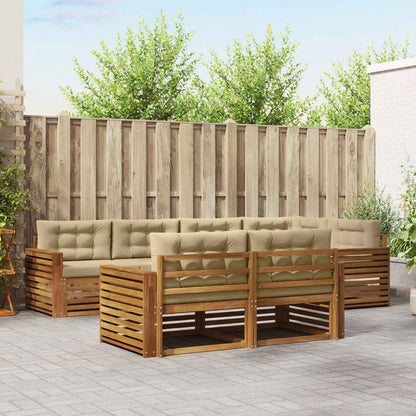 Set di divani da esterno con cuscino 7 pcs Naturale e Beige