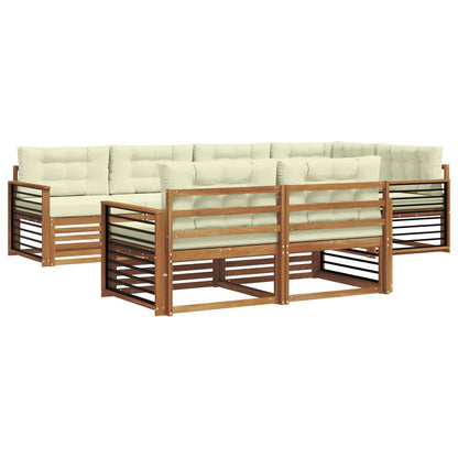 Set di divani da esterno con cuscino 7 pcs Naturale e Crema