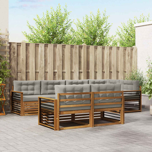 Set di divani da esterno 7 pcs Grigio Naturale e Chiaro