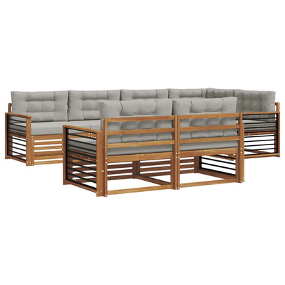 Set di divani da esterno 7 pcs Grigio Naturale e Chiaro
