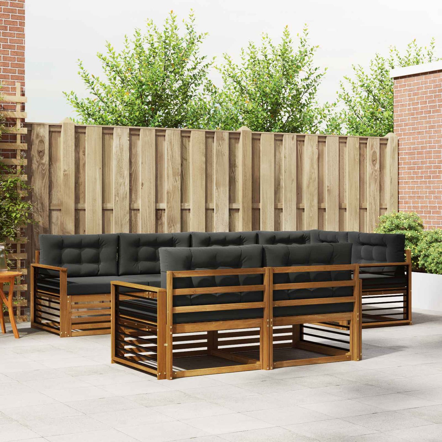 Set di divani da esterno con cuscino 7 pcs Naturale e Antracite | homemem39