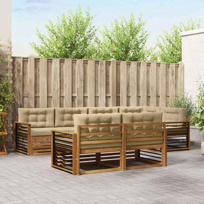 Set di divani da esterno con cuscino 7 pcs Naturale e Beige
