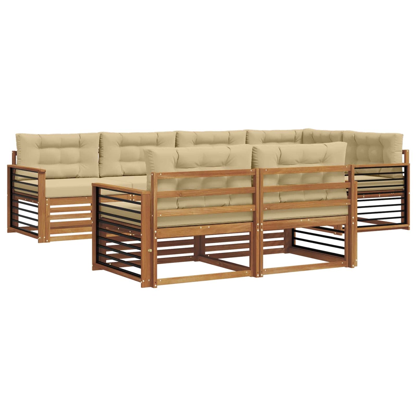 Set di divani da esterno con cuscino 7 pcs Naturale e Beige | homemem39