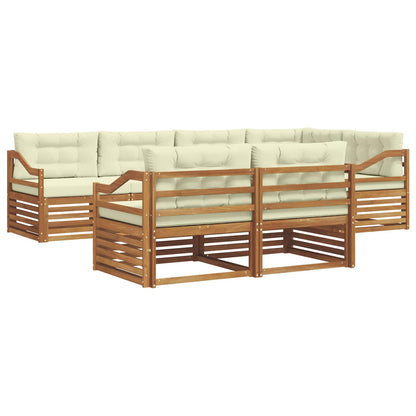 Set di divani da esterno con cuscino 7 pcs Naturale e Crema | homemem39