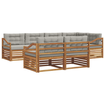 Set di divani da esterno 7 pcs Grigio Naturale e Chiaro | homemem39