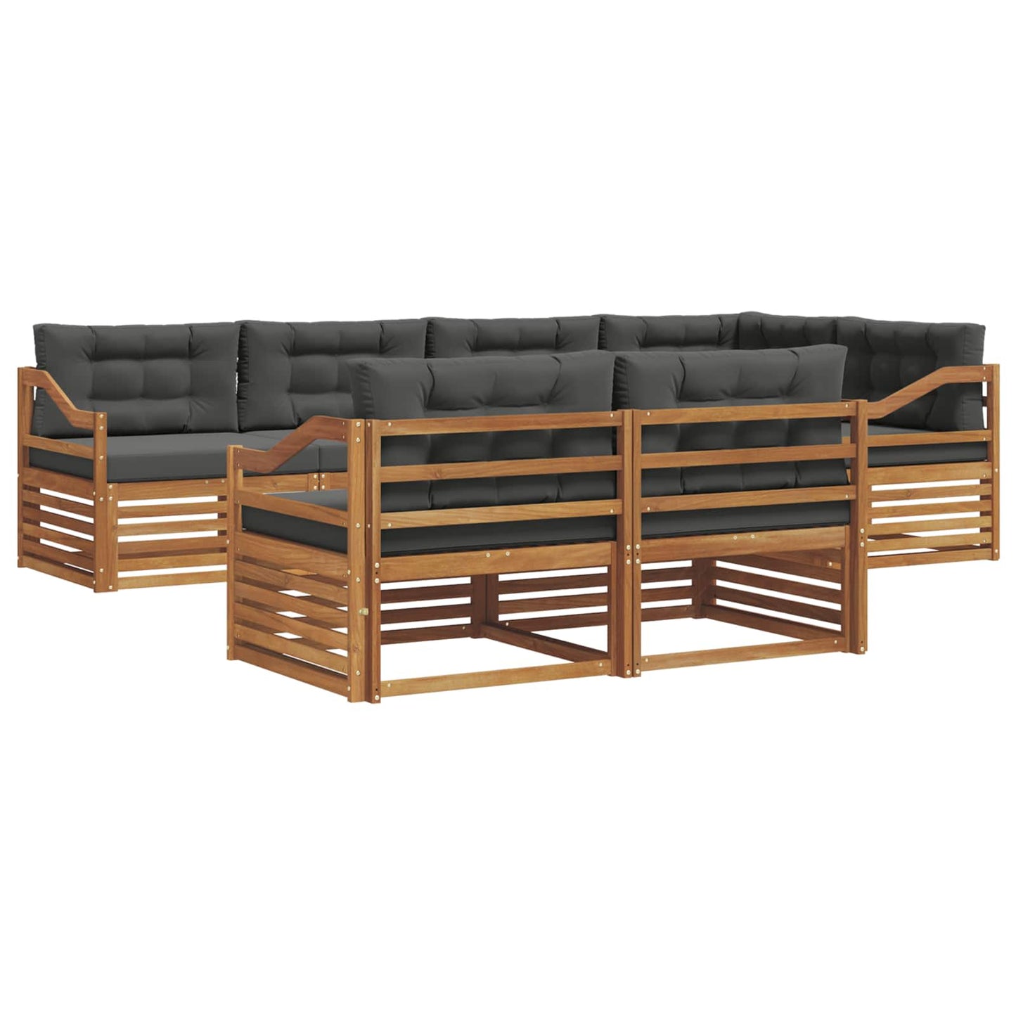 Set di divani da esterno con cuscino 7 pcs Naturale e Antracite | homemem39