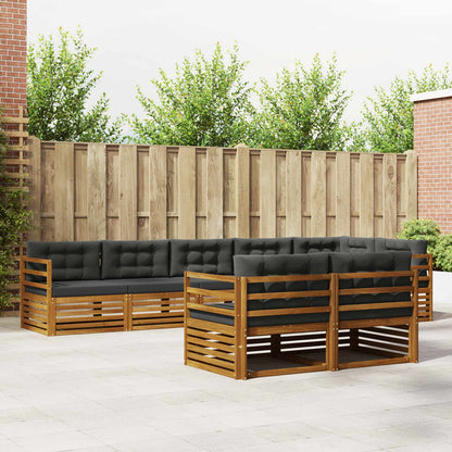 Set di divani da esterno con cuscino 8 pcs Naturale e Antracite