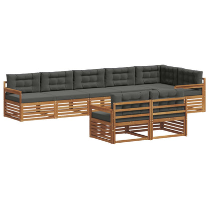 Set di divani da esterno con cuscino 8 pcs Naturale e Antracite | homemem39
