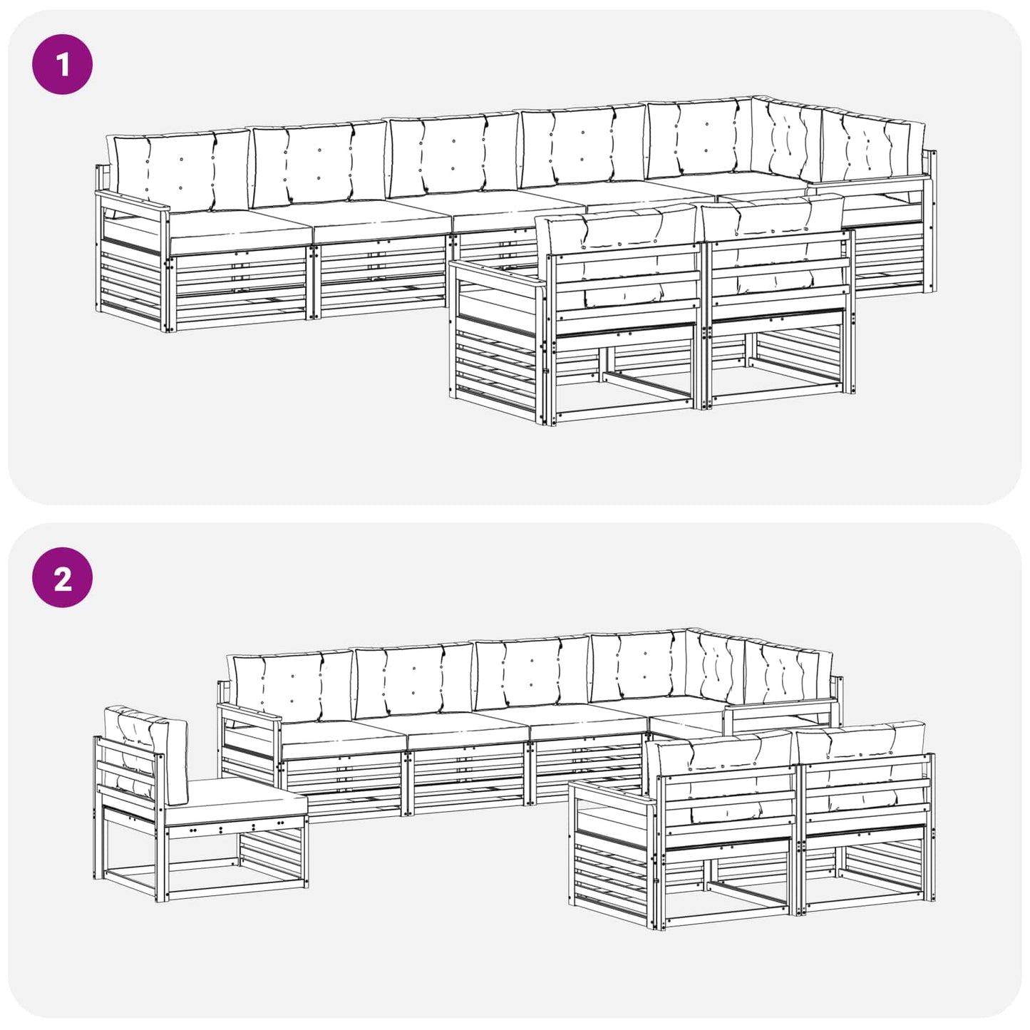 Set di divani da esterno con cuscino 8 pcs Naturale e Antracite