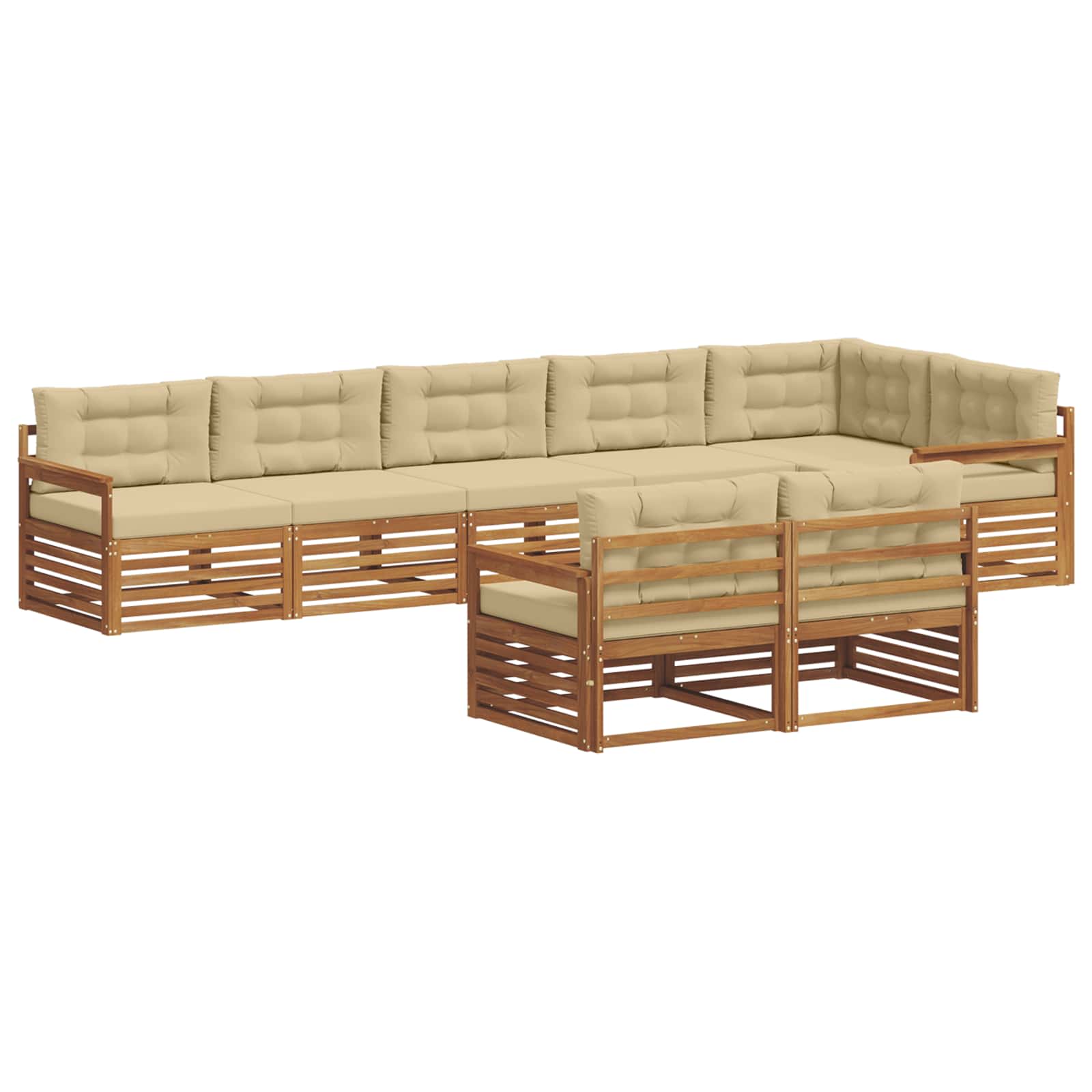 Set di divani da esterno con cuscino 8 pcs Naturale e Beige | homemem39