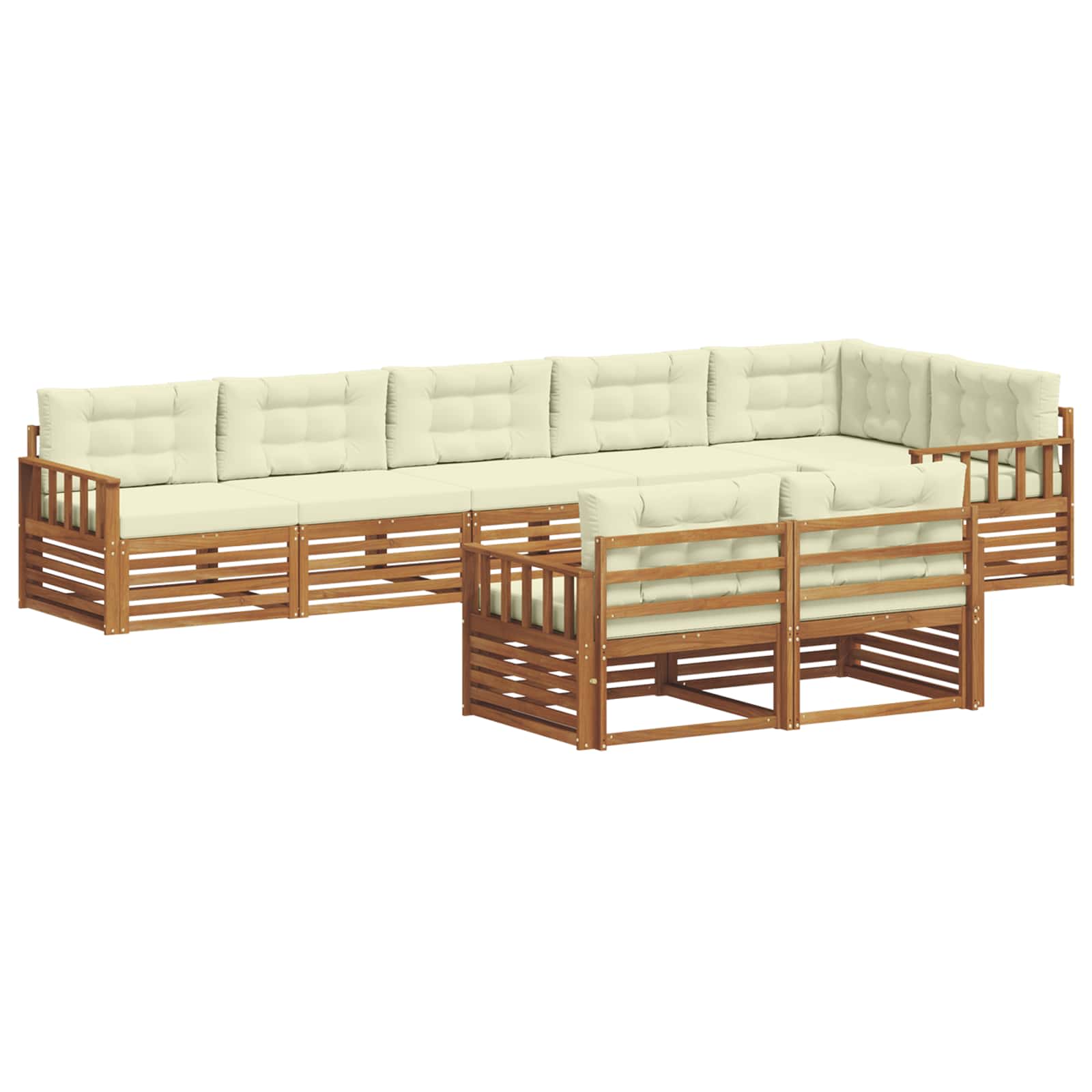 Set di divani da esterno con cuscino 8 pcs Naturale e Crema | homemem39
