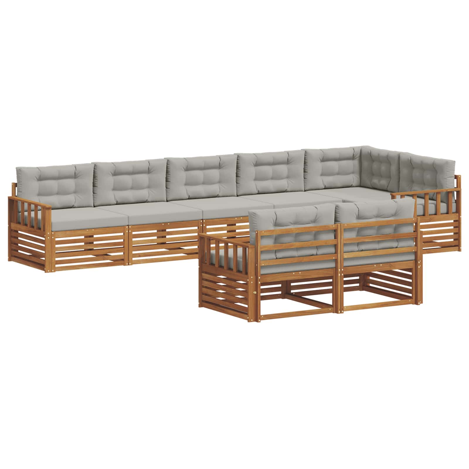 Set di divani da esterno 8 pcs Grigio Naturale e Chiaro | homemem39