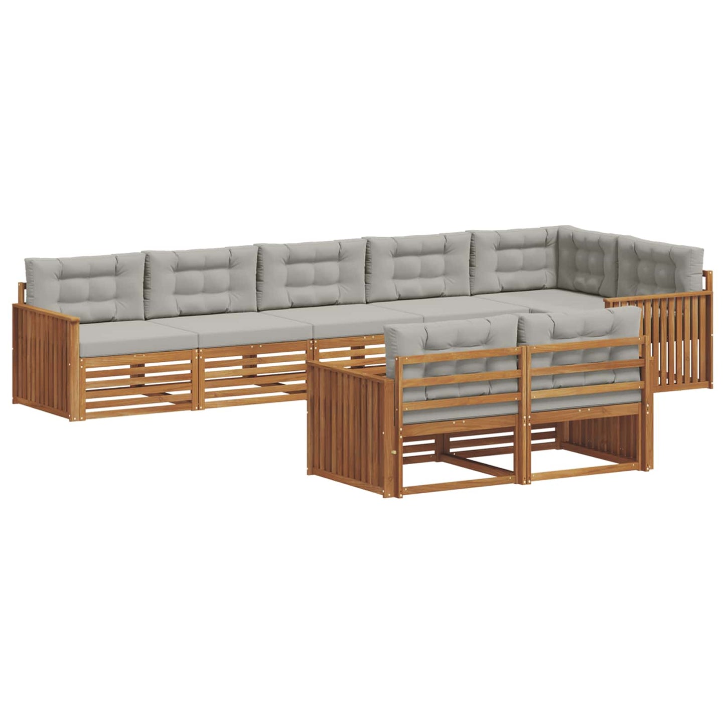Set di divani da esterno 8 pcs Grigio Naturale e Chiaro