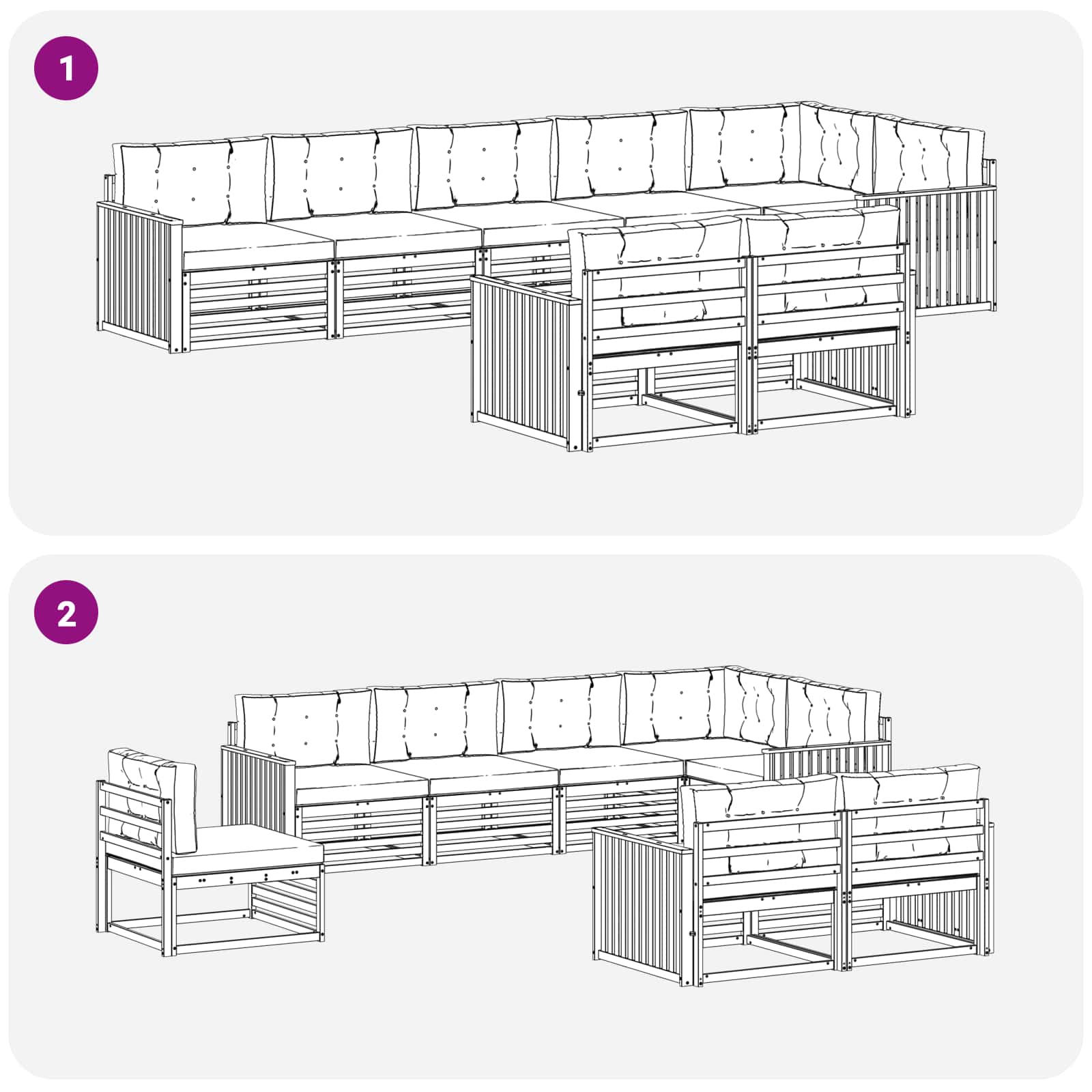 Set di divani da esterno 8 pcs Grigio Naturale e Chiaro | homemem39