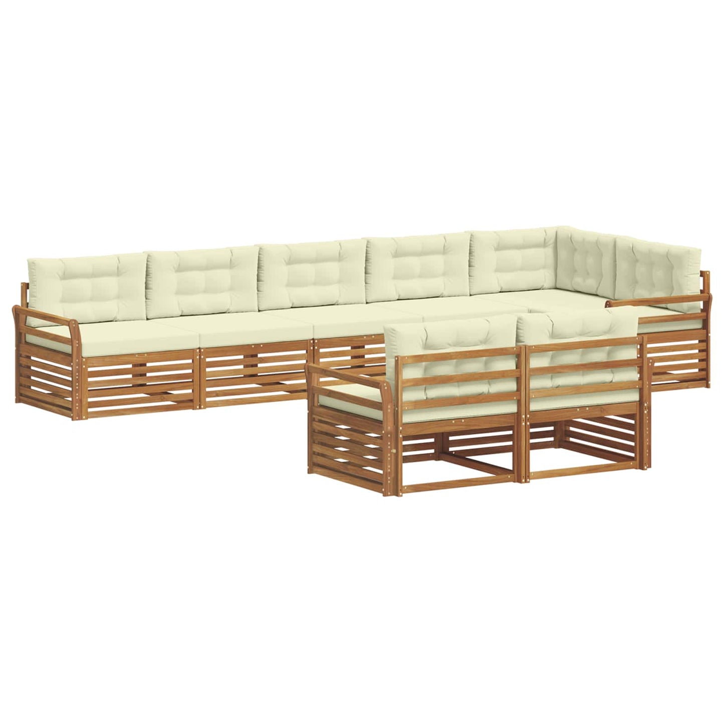 Set di divani da esterno con cuscino 8 pcs Naturale e Crema | homemem39