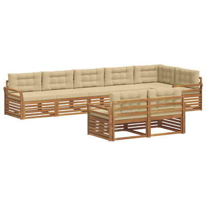 Set di divani da esterno con cuscino 8 pcs Naturale e Beige | homemem39