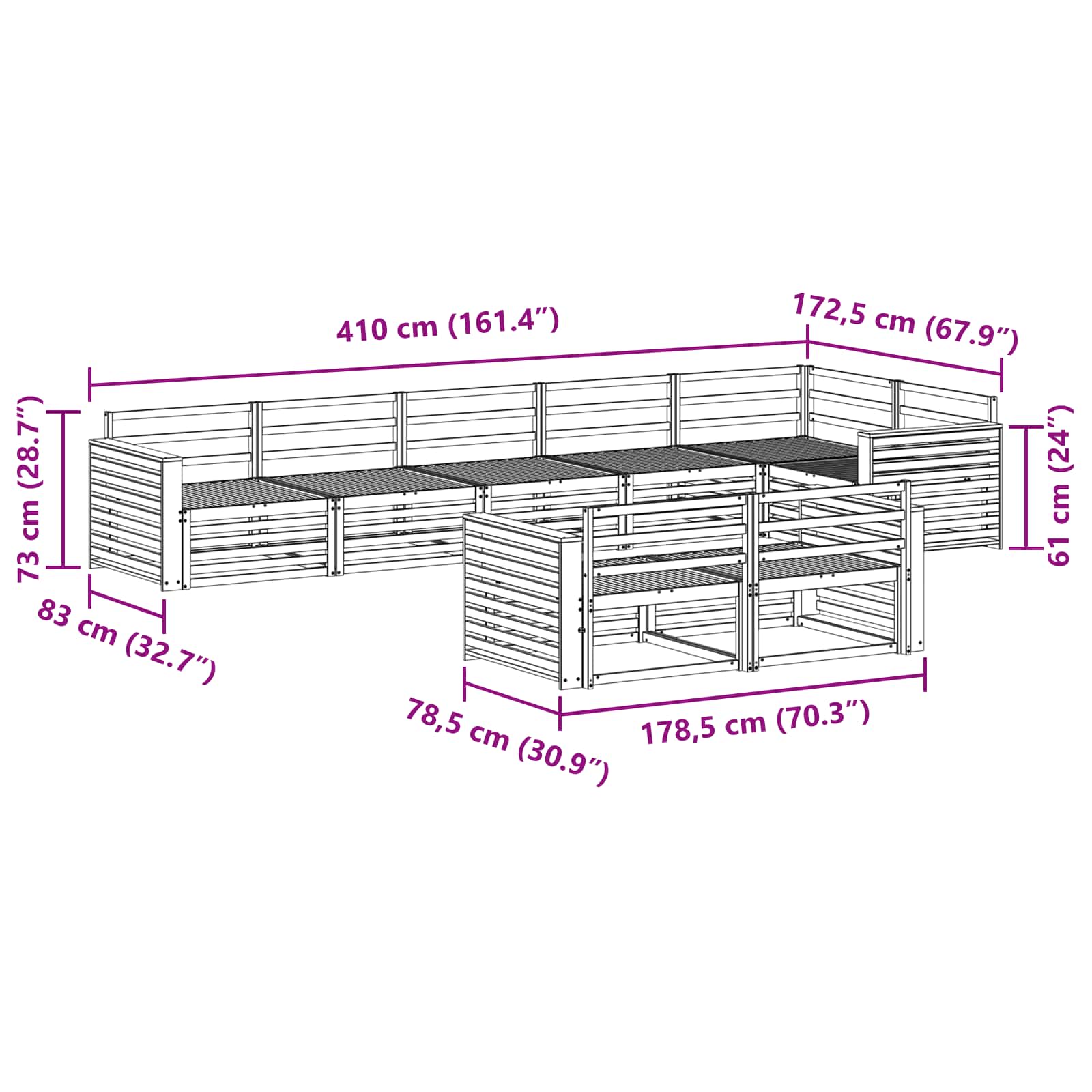 Set di divani da esterno 8 pcs Naturale | homemem39