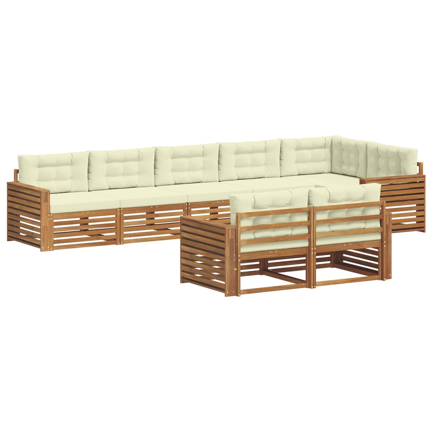 Set di divani da esterno con cuscino 8 pcs Naturale e Crema | homemem39