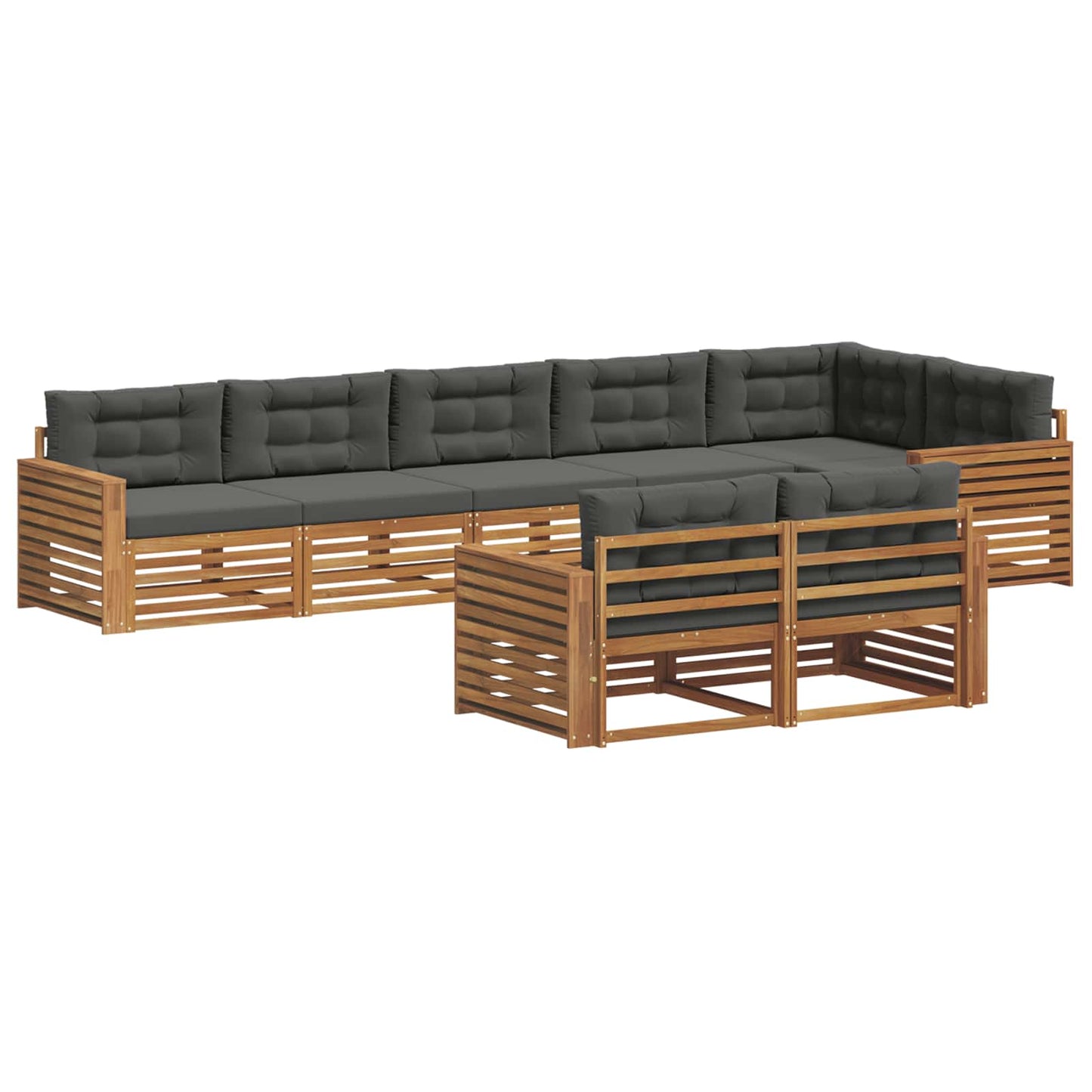 Set di divani da esterno con cuscino 8 pcs Naturale e Antracite | homemem39