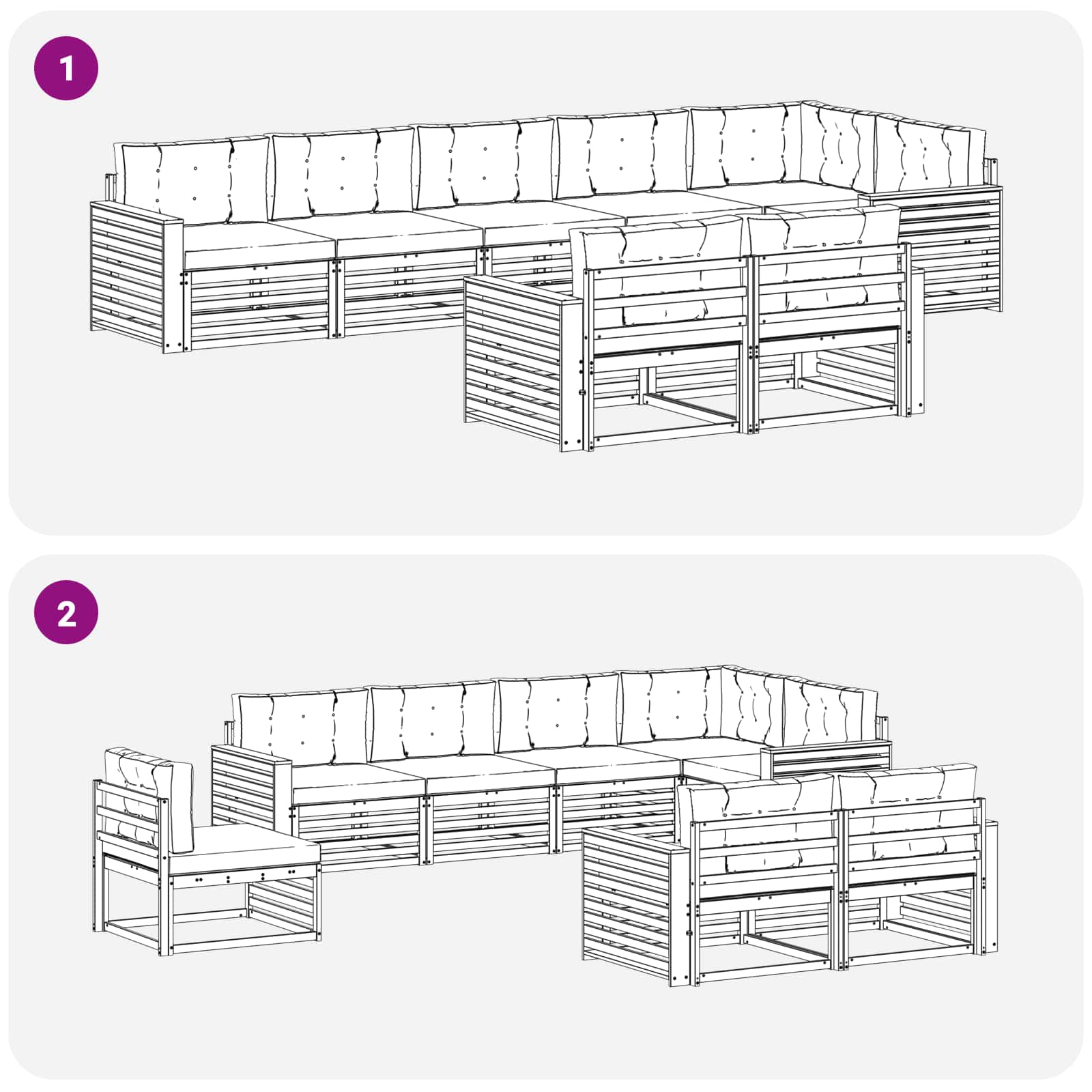 Set di divani da esterno con cuscino 8 pcs Naturale e Antracite | homemem39