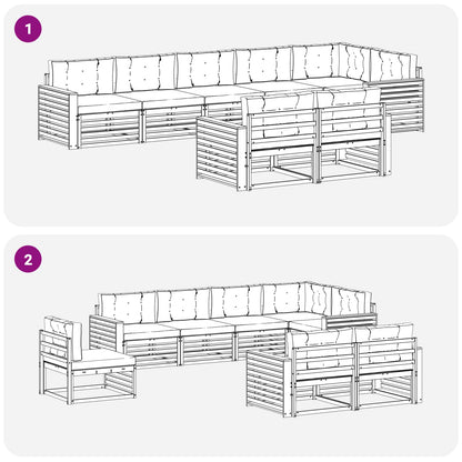 Set di divani da esterno con cuscino 8 pcs Naturale e Antracite | homemem39