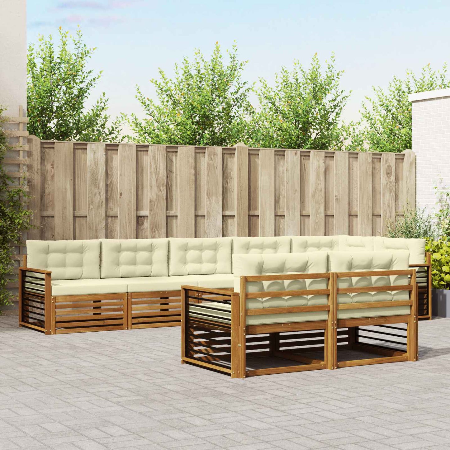 Set di divani da esterno con cuscino 8 pcs Naturale e Crema